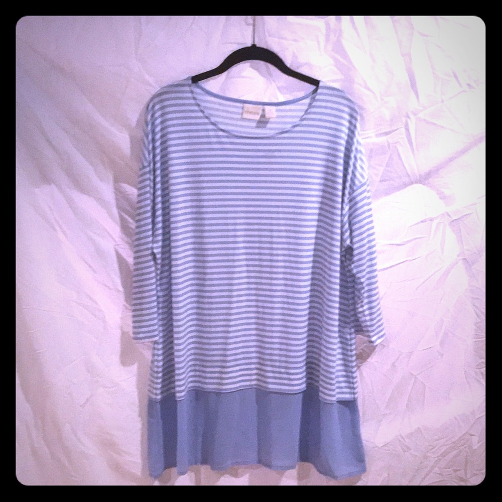 Blue and white tunic top. NWT